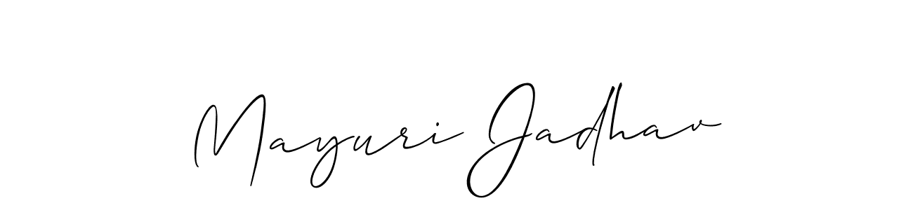 if you are searching for the best signature style for your name Mayuri Jadhav. so please give up your signature search. here we have designed multiple signature styles  using Allison_Script. Mayuri Jadhav signature style 2 images and pictures png