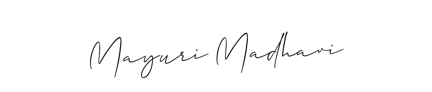 Design your own signature with our free online signature maker. With this signature software, you can create a handwritten (Allison_Script) signature for name Mayuri Madhavi. Mayuri Madhavi signature style 2 images and pictures png