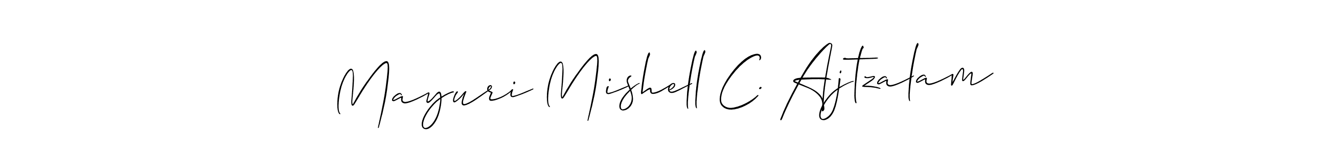 Use a signature maker to create a handwritten signature online. With this signature software, you can design (Allison_Script) your own signature for name Mayuri Mishell C. Ajtzalam. Mayuri Mishell C. Ajtzalam signature style 2 images and pictures png