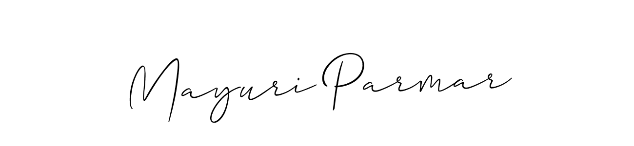 How to make Mayuri Parmar name signature. Use Allison_Script style for creating short signs online. This is the latest handwritten sign. Mayuri Parmar signature style 2 images and pictures png