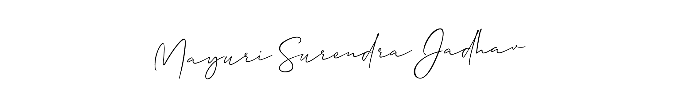 This is the best signature style for the Mayuri Surendra Jadhav name. Also you like these signature font (Allison_Script). Mix name signature. Mayuri Surendra Jadhav signature style 2 images and pictures png