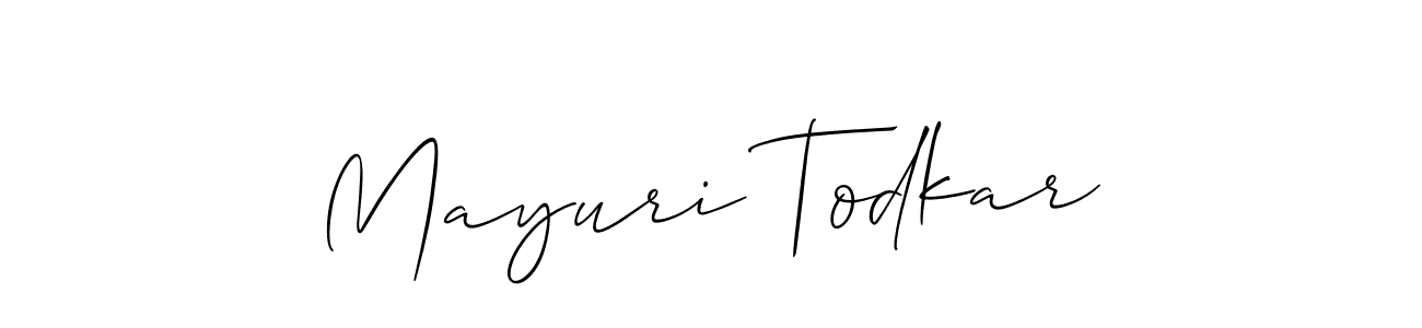 It looks lik you need a new signature style for name Mayuri Todkar. Design unique handwritten (Allison_Script) signature with our free signature maker in just a few clicks. Mayuri Todkar signature style 2 images and pictures png