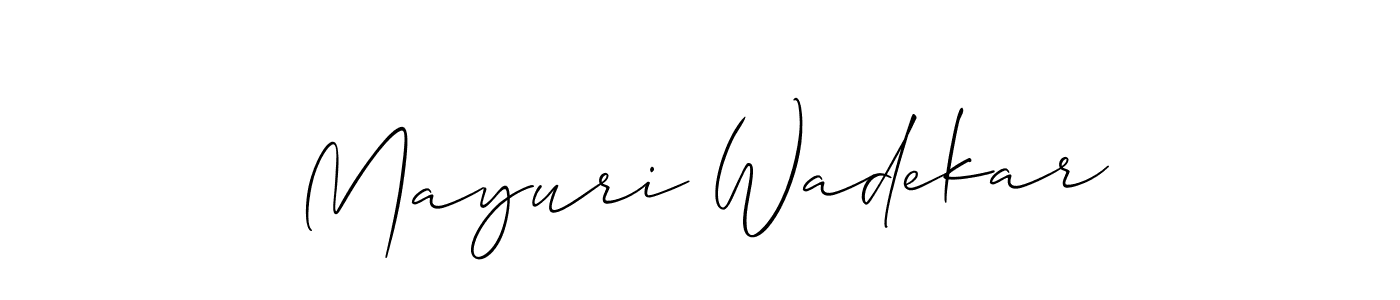 How to make Mayuri Wadekar name signature. Use Allison_Script style for creating short signs online. This is the latest handwritten sign. Mayuri Wadekar signature style 2 images and pictures png