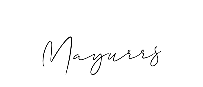 How to make Mayurrs name signature. Use Allison_Script style for creating short signs online. This is the latest handwritten sign. Mayurrs signature style 2 images and pictures png