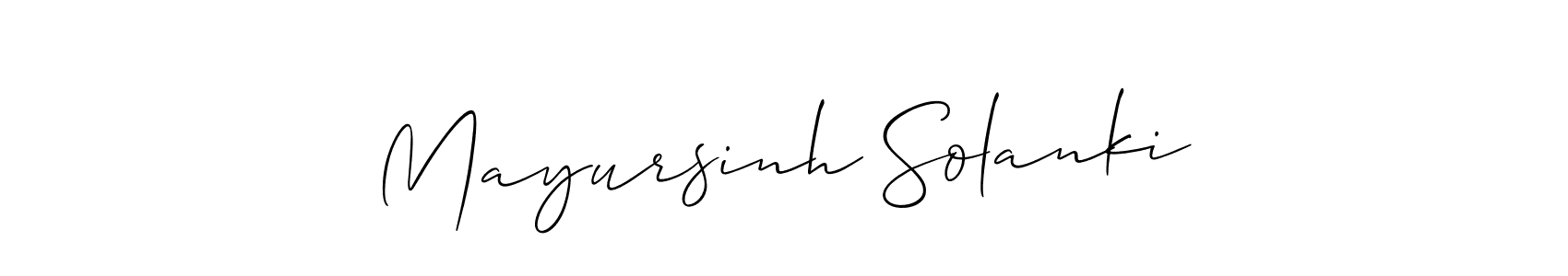 Make a beautiful signature design for name Mayursinh Solanki. With this signature (Allison_Script) style, you can create a handwritten signature for free. Mayursinh Solanki signature style 2 images and pictures png