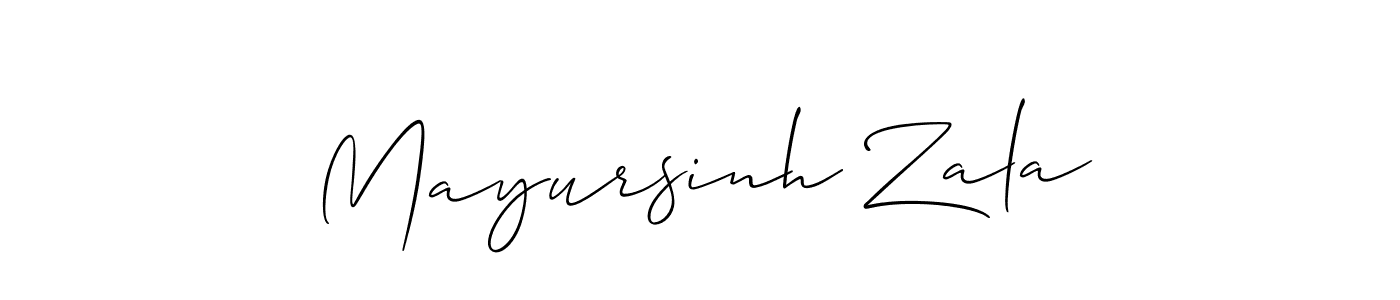You should practise on your own different ways (Allison_Script) to write your name (Mayursinh Zala) in signature. don't let someone else do it for you. Mayursinh Zala signature style 2 images and pictures png