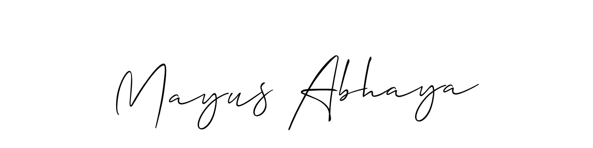 You should practise on your own different ways (Allison_Script) to write your name (Mayus Abhaya) in signature. don't let someone else do it for you. Mayus Abhaya signature style 2 images and pictures png