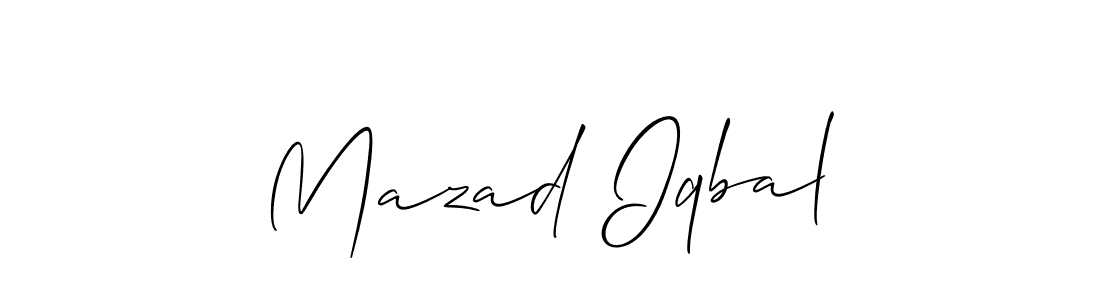 if you are searching for the best signature style for your name Mazad Iqbal. so please give up your signature search. here we have designed multiple signature styles  using Allison_Script. Mazad Iqbal signature style 2 images and pictures png