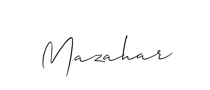 How to make Mazahar name signature. Use Allison_Script style for creating short signs online. This is the latest handwritten sign. Mazahar signature style 2 images and pictures png