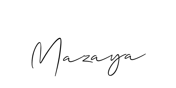 Allison_Script is a professional signature style that is perfect for those who want to add a touch of class to their signature. It is also a great choice for those who want to make their signature more unique. Get Mazaya name to fancy signature for free. Mazaya signature style 2 images and pictures png