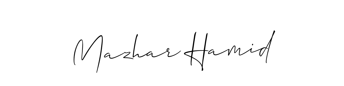 Allison_Script is a professional signature style that is perfect for those who want to add a touch of class to their signature. It is also a great choice for those who want to make their signature more unique. Get Mazhar Hamid name to fancy signature for free. Mazhar Hamid signature style 2 images and pictures png