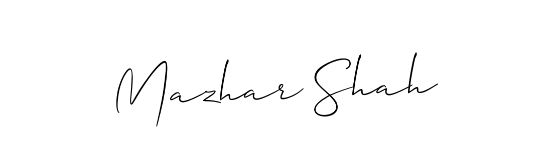 Create a beautiful signature design for name Mazhar Shah. With this signature (Allison_Script) fonts, you can make a handwritten signature for free. Mazhar Shah signature style 2 images and pictures png