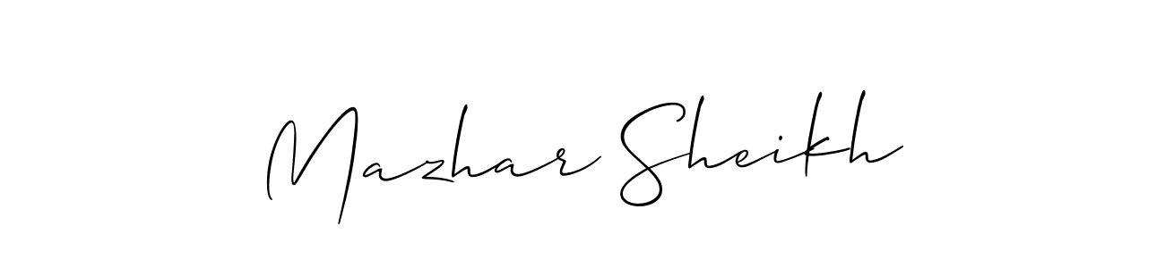 How to Draw Mazhar Sheikh signature style? Allison_Script is a latest design signature styles for name Mazhar Sheikh. Mazhar Sheikh signature style 2 images and pictures png