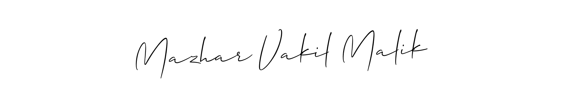 Make a beautiful signature design for name Mazhar Vakil Malik. With this signature (Allison_Script) style, you can create a handwritten signature for free. Mazhar Vakil Malik signature style 2 images and pictures png