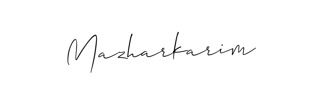 Allison_Script is a professional signature style that is perfect for those who want to add a touch of class to their signature. It is also a great choice for those who want to make their signature more unique. Get Mazharkarim name to fancy signature for free. Mazharkarim signature style 2 images and pictures png