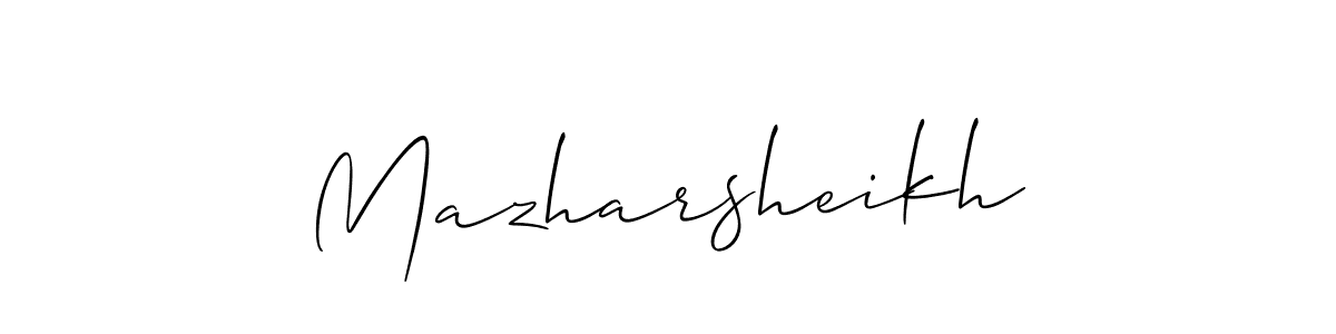 Use a signature maker to create a handwritten signature online. With this signature software, you can design (Allison_Script) your own signature for name Mazharsheikh. Mazharsheikh signature style 2 images and pictures png