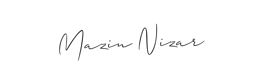 Make a beautiful signature design for name Mazin Nizar. With this signature (Allison_Script) style, you can create a handwritten signature for free. Mazin Nizar signature style 2 images and pictures png