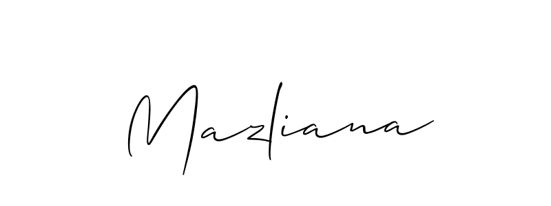 Make a beautiful signature design for name Mazliana. With this signature (Allison_Script) style, you can create a handwritten signature for free. Mazliana signature style 2 images and pictures png