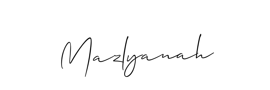 Make a short Mazlyanah signature style. Manage your documents anywhere anytime using Allison_Script. Create and add eSignatures, submit forms, share and send files easily. Mazlyanah signature style 2 images and pictures png
