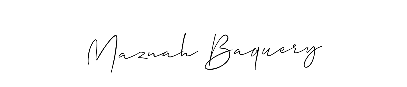 Use a signature maker to create a handwritten signature online. With this signature software, you can design (Allison_Script) your own signature for name Maznah Baquery. Maznah Baquery signature style 2 images and pictures png