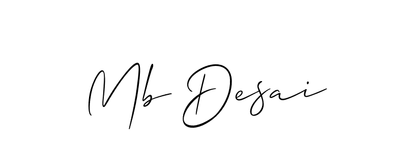 Also we have Mb Desai name is the best signature style. Create professional handwritten signature collection using Allison_Script autograph style. Mb Desai signature style 2 images and pictures png