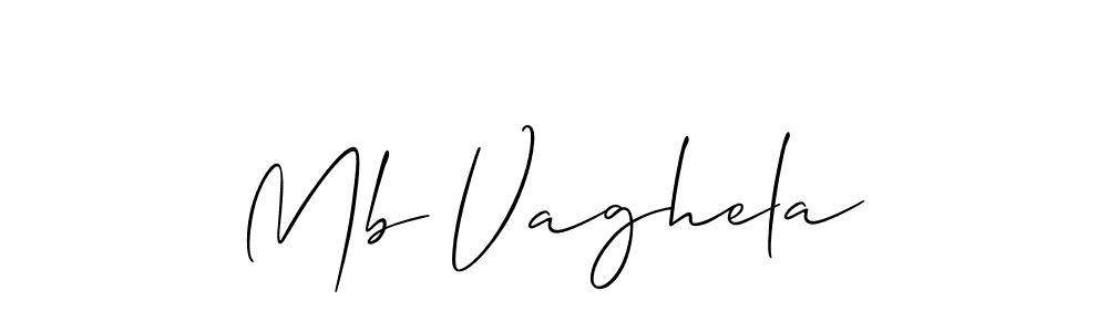 Make a beautiful signature design for name Mb Vaghela. With this signature (Allison_Script) style, you can create a handwritten signature for free. Mb Vaghela signature style 2 images and pictures png