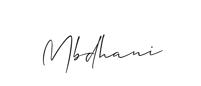Mbdhani stylish signature style. Best Handwritten Sign (Allison_Script) for my name. Handwritten Signature Collection Ideas for my name Mbdhani. Mbdhani signature style 2 images and pictures png