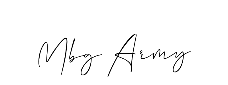 Design your own signature with our free online signature maker. With this signature software, you can create a handwritten (Allison_Script) signature for name Mbg Army. Mbg Army signature style 2 images and pictures png