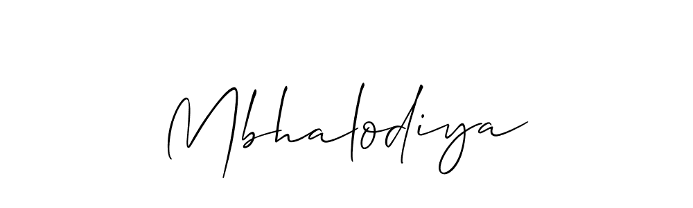 Also we have Mbhalodiya name is the best signature style. Create professional handwritten signature collection using Allison_Script autograph style. Mbhalodiya signature style 2 images and pictures png