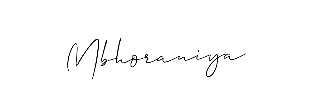 if you are searching for the best signature style for your name Mbhoraniya. so please give up your signature search. here we have designed multiple signature styles  using Allison_Script. Mbhoraniya signature style 2 images and pictures png
