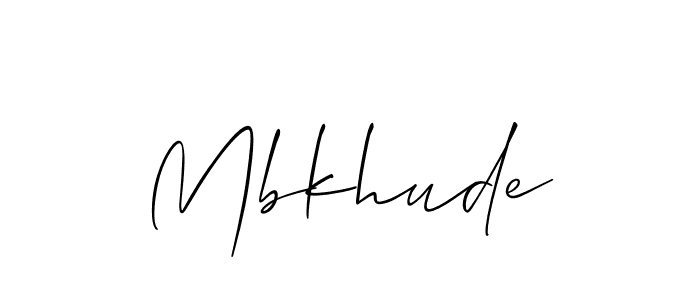 Create a beautiful signature design for name Mbkhude. With this signature (Allison_Script) fonts, you can make a handwritten signature for free. Mbkhude signature style 2 images and pictures png