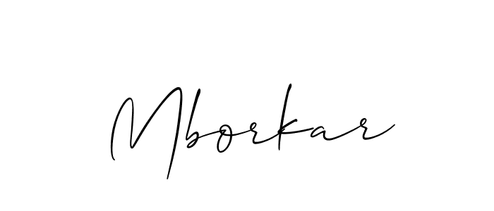 Use a signature maker to create a handwritten signature online. With this signature software, you can design (Allison_Script) your own signature for name Mborkar. Mborkar signature style 2 images and pictures png