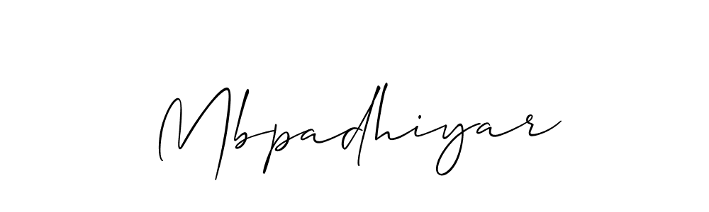 Allison_Script is a professional signature style that is perfect for those who want to add a touch of class to their signature. It is also a great choice for those who want to make their signature more unique. Get Mbpadhiyar name to fancy signature for free. Mbpadhiyar signature style 2 images and pictures png