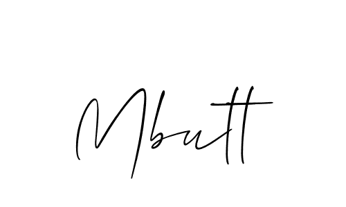 Make a beautiful signature design for name Mbutt. With this signature (Allison_Script) style, you can create a handwritten signature for free. Mbutt signature style 2 images and pictures png