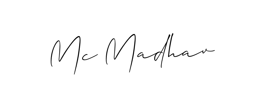 Create a beautiful signature design for name Mc Madhav. With this signature (Allison_Script) fonts, you can make a handwritten signature for free. Mc Madhav signature style 2 images and pictures png