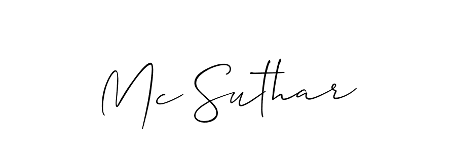 if you are searching for the best signature style for your name Mc Suthar. so please give up your signature search. here we have designed multiple signature styles  using Allison_Script. Mc Suthar signature style 2 images and pictures png