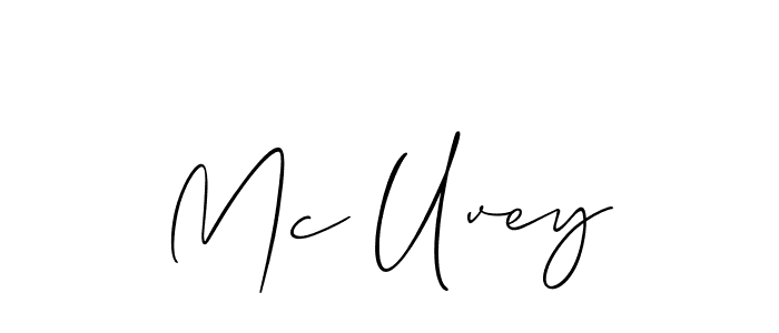 The best way (Allison_Script) to make a short signature is to pick only two or three words in your name. The name Mc Uvey include a total of six letters. For converting this name. Mc Uvey signature style 2 images and pictures png