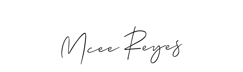 Mcee Reyes stylish signature style. Best Handwritten Sign (Allison_Script) for my name. Handwritten Signature Collection Ideas for my name Mcee Reyes. Mcee Reyes signature style 2 images and pictures png