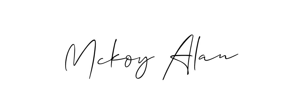 Use a signature maker to create a handwritten signature online. With this signature software, you can design (Allison_Script) your own signature for name Mckoy Alan. Mckoy Alan signature style 2 images and pictures png