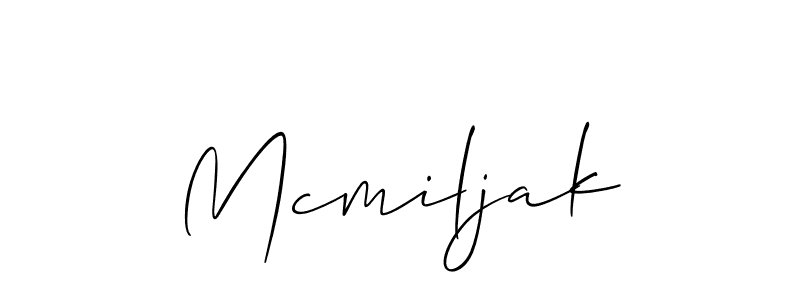 Make a beautiful signature design for name Mcmiljak. With this signature (Allison_Script) style, you can create a handwritten signature for free. Mcmiljak signature style 2 images and pictures png
