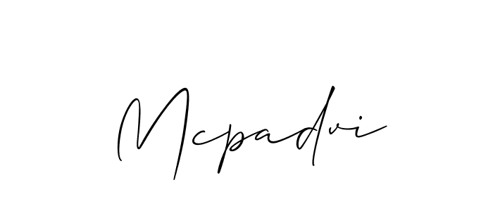 Make a beautiful signature design for name Mcpadvi. With this signature (Allison_Script) style, you can create a handwritten signature for free. Mcpadvi signature style 2 images and pictures png