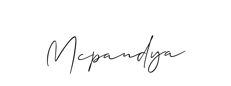 Use a signature maker to create a handwritten signature online. With this signature software, you can design (Allison_Script) your own signature for name Mcpandya. Mcpandya signature style 2 images and pictures png