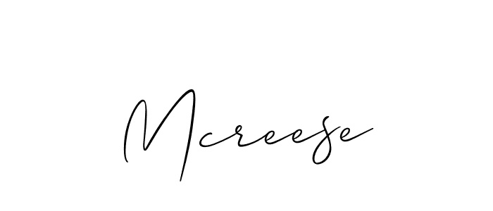 Create a beautiful signature design for name Mcreese. With this signature (Allison_Script) fonts, you can make a handwritten signature for free. Mcreese signature style 2 images and pictures png