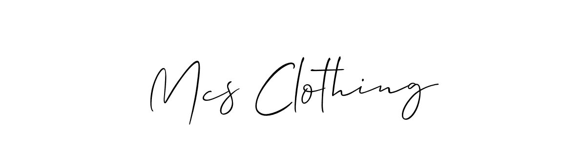 The best way (Allison_Script) to make a short signature is to pick only two or three words in your name. The name Mcs Clothing include a total of six letters. For converting this name. Mcs Clothing signature style 2 images and pictures png