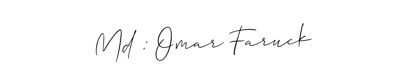 How to make Md : Omar Faruck signature? Allison_Script is a professional autograph style. Create handwritten signature for Md : Omar Faruck name. Md : Omar Faruck signature style 2 images and pictures png