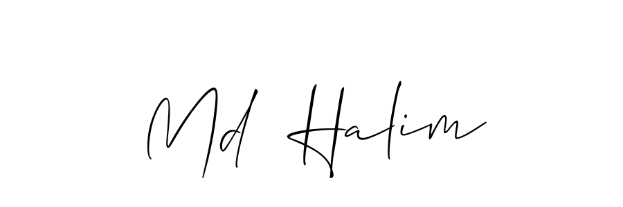 Design your own signature with our free online signature maker. With this signature software, you can create a handwritten (Allison_Script) signature for name Md  Halim. Md  Halim signature style 2 images and pictures png