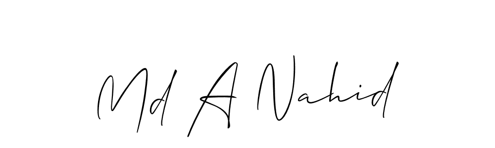 Make a beautiful signature design for name Md A Nahid. With this signature (Allison_Script) style, you can create a handwritten signature for free. Md A Nahid signature style 2 images and pictures png