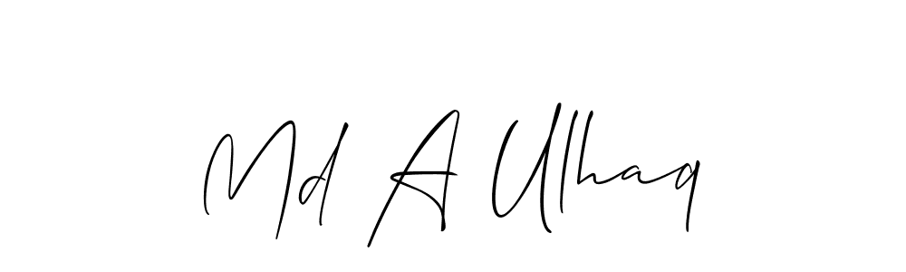 Make a short Md A Ulhaq signature style. Manage your documents anywhere anytime using Allison_Script. Create and add eSignatures, submit forms, share and send files easily. Md A Ulhaq signature style 2 images and pictures png