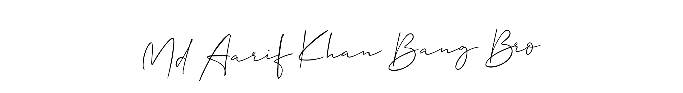 The best way (Allison_Script) to make a short signature is to pick only two or three words in your name. The name Md Aarif Khan Bang Bro include a total of six letters. For converting this name. Md Aarif Khan Bang Bro signature style 2 images and pictures png