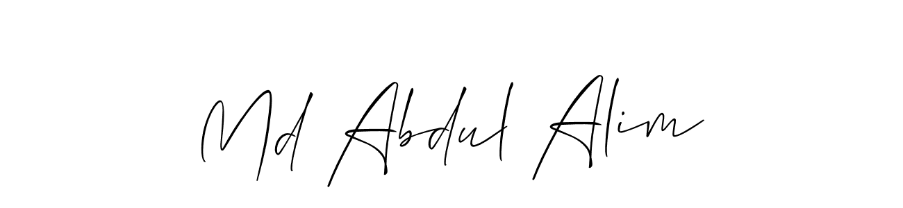 Use a signature maker to create a handwritten signature online. With this signature software, you can design (Allison_Script) your own signature for name Md Abdul Alim. Md Abdul Alim signature style 2 images and pictures png